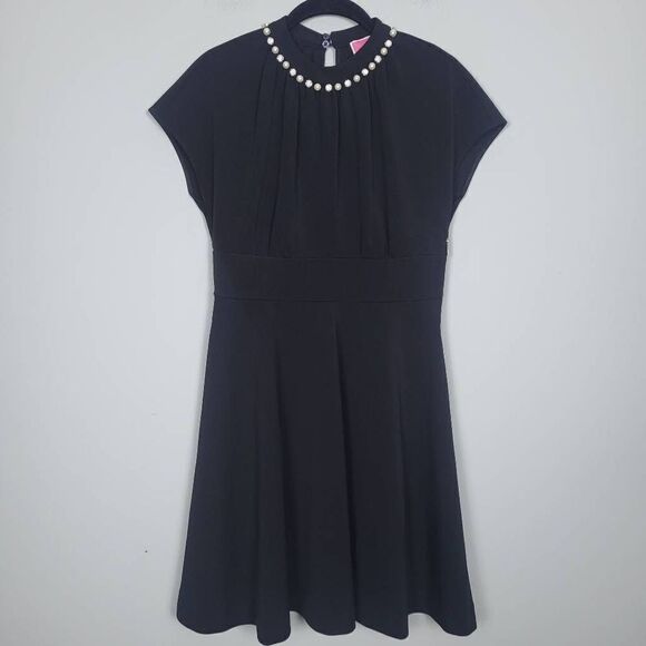 Kate Spade Womens Size 4 Pearl Pave Mini Dress Black Fit & Flare Side Zipper - Picture 1 of 9
